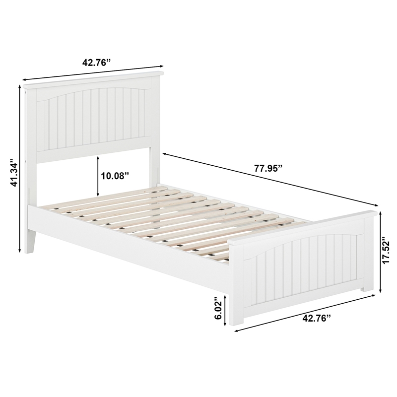 Naples Twin Wood Low Profile Platform Bed with Matching Footboard in White