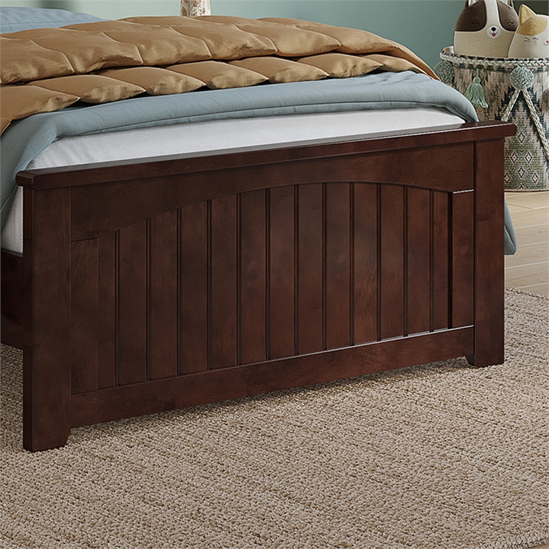 Naples Twin Wood Low Profile Platform Bed with Matching Footboard in Walnut