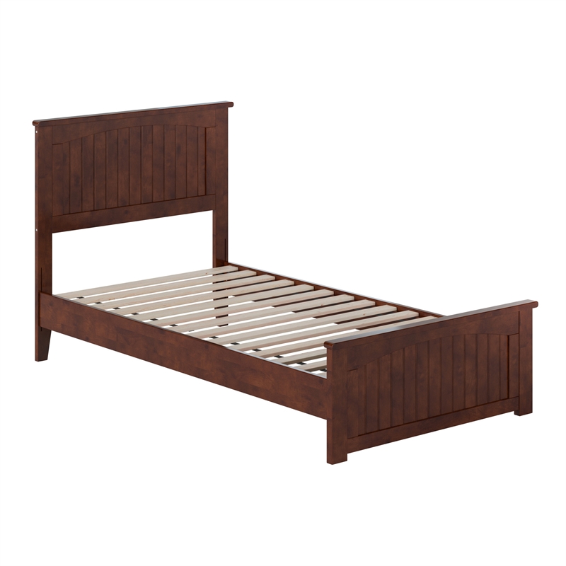 Naples Twin Wood Low Profile Platform Bed with Matching Footboard in Walnut