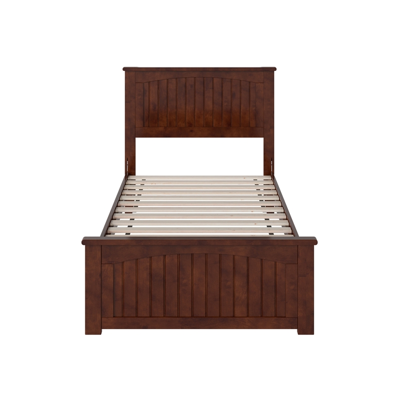 Naples Twin Wood Low Profile Platform Bed with Matching Footboard in Walnut