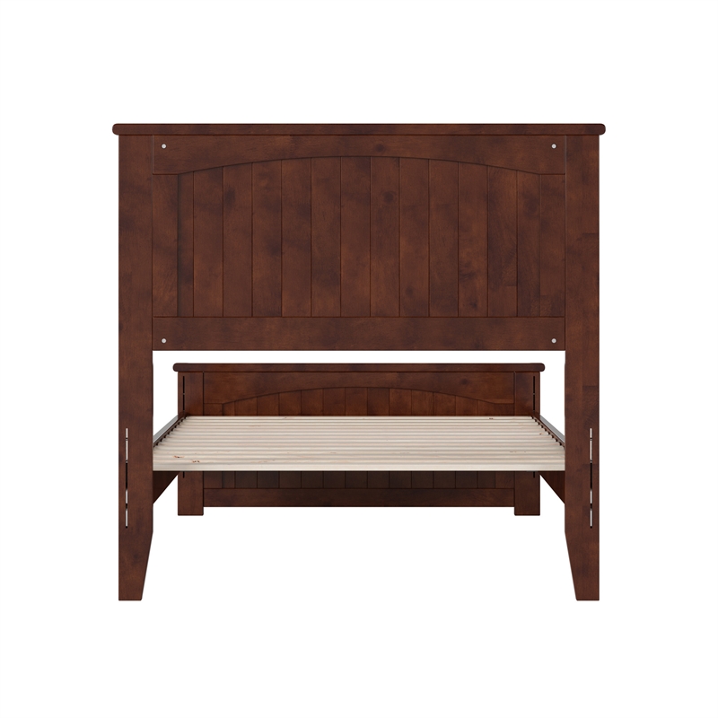 Naples Twin Wood Low Profile Platform Bed with Matching Footboard in Walnut