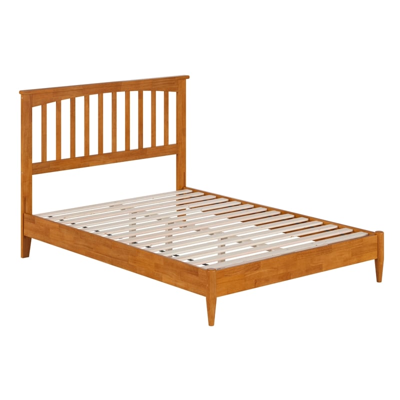 Becket Full Wood Low Profile Platform Bed in Light Toffee
