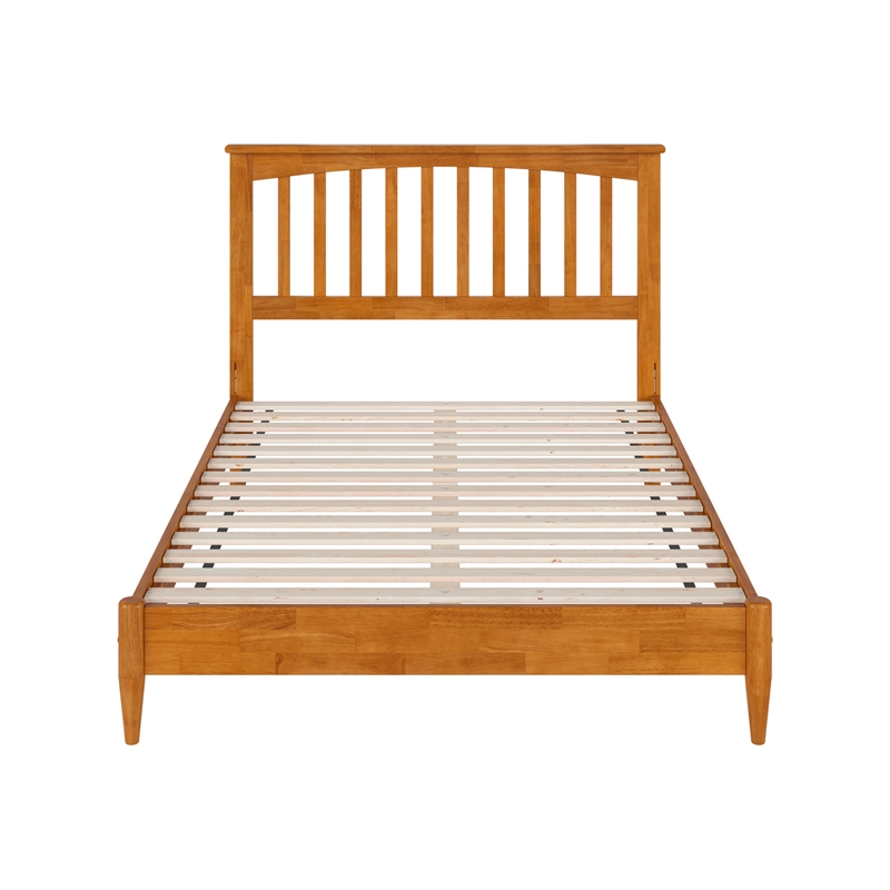 Becket Full Wood Low Profile Platform Bed in Light Toffee