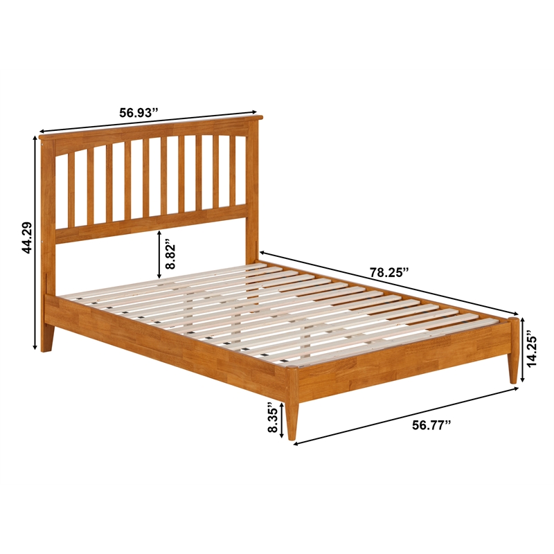 Becket Full Wood Low Profile Platform Bed in Light Toffee