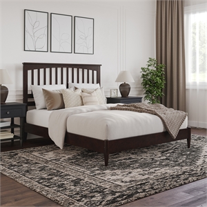Becket Queen Wood Low Profile Platform Bed in Espresso