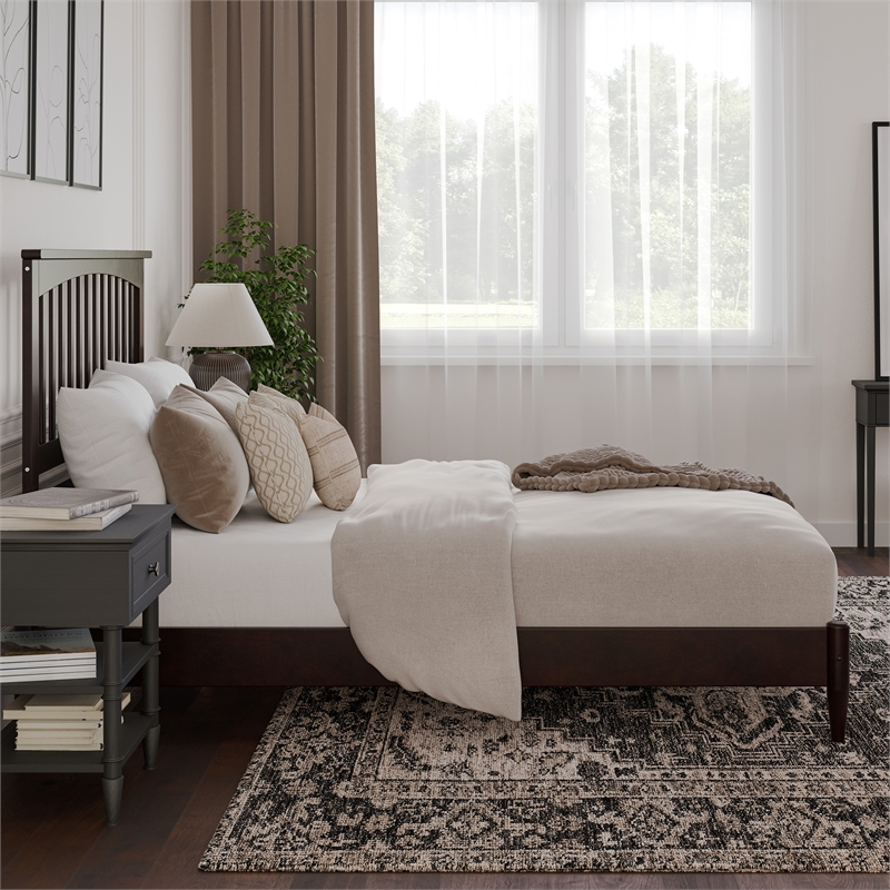 Becket Queen Wood Low Profile Platform Bed in Espresso