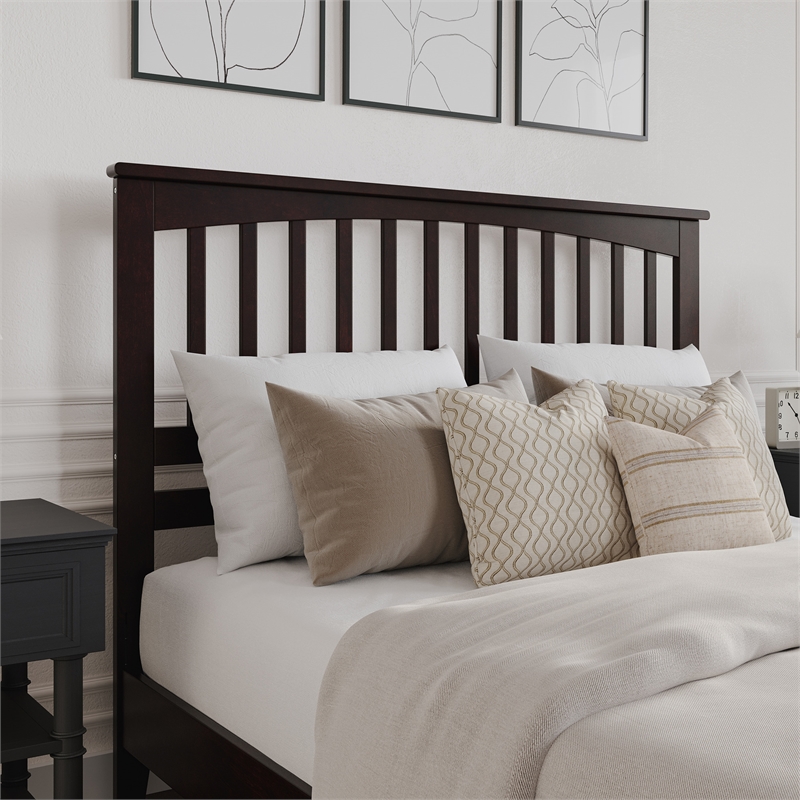 Becket Queen Wood Low Profile Platform Bed in Espresso