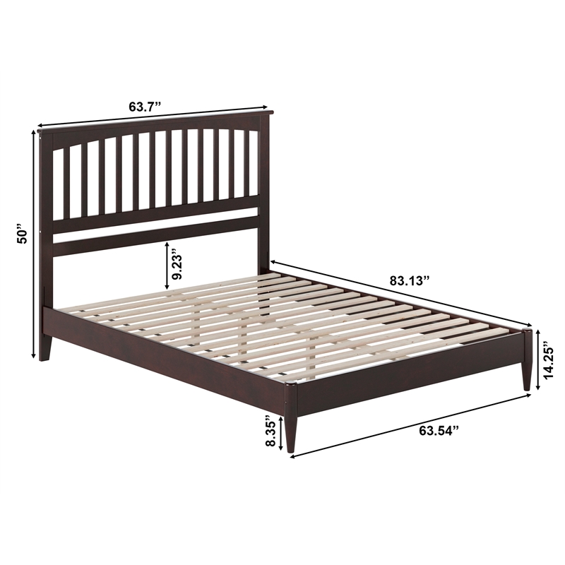 Becket Queen Wood Low Profile Platform Bed in Espresso