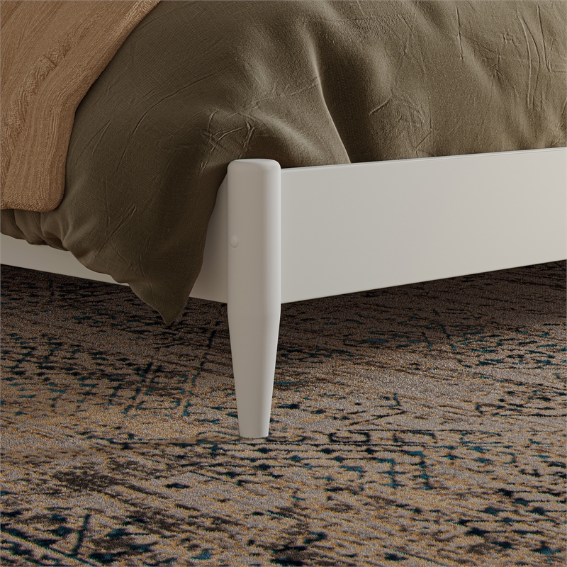 Becket Queen Wood Low Profile Platform Bed in White