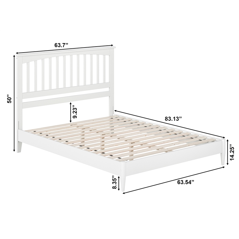 Becket Queen Wood Low Profile Platform Bed in White
