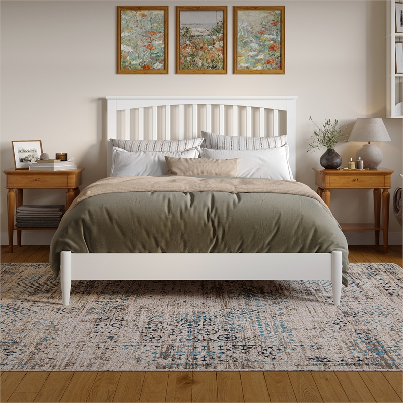 Becket Queen Wood Low Profile Platform Bed in White