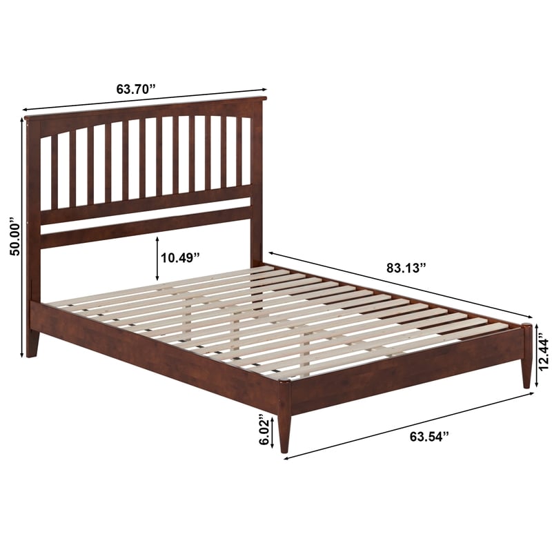 Becket Queen Wood Low Profile Platform Bed in Walnut