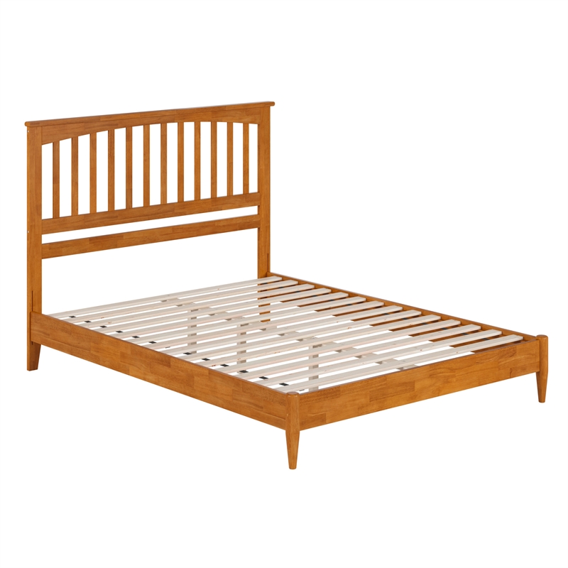 Becket Queen Wood Low Profile Platform Bed in Light Toffee