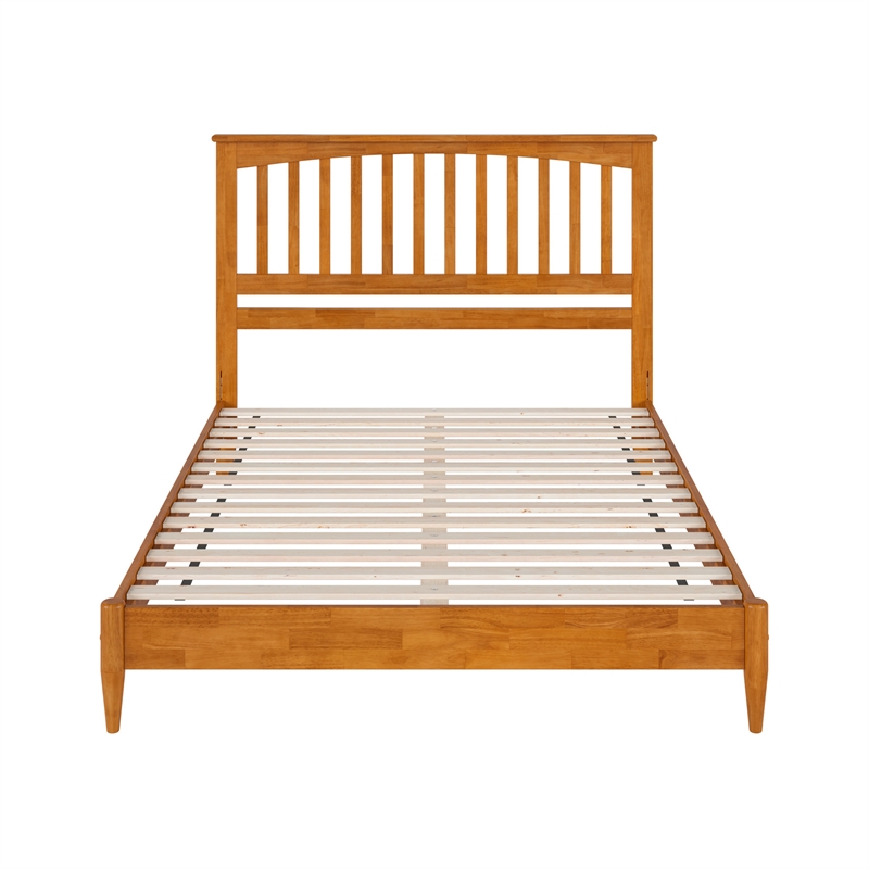 Becket Queen Wood Low Profile Platform Bed in Light Toffee