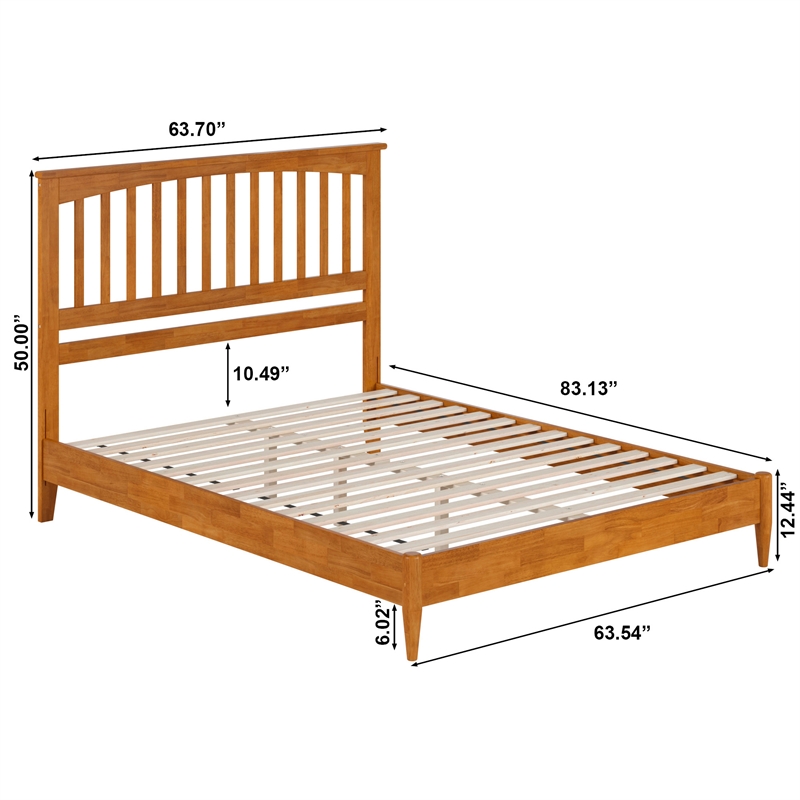 Becket Queen Wood Low Profile Platform Bed in Light Toffee