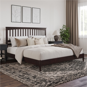Becket King Wood Low Profile Platform Bed in Espresso