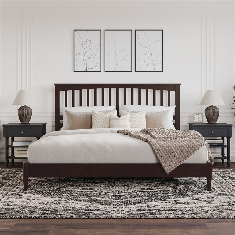 Becket King Wood Low Profile Platform Bed in Espresso