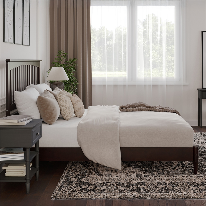 Becket King Wood Low Profile Platform Bed in Espresso