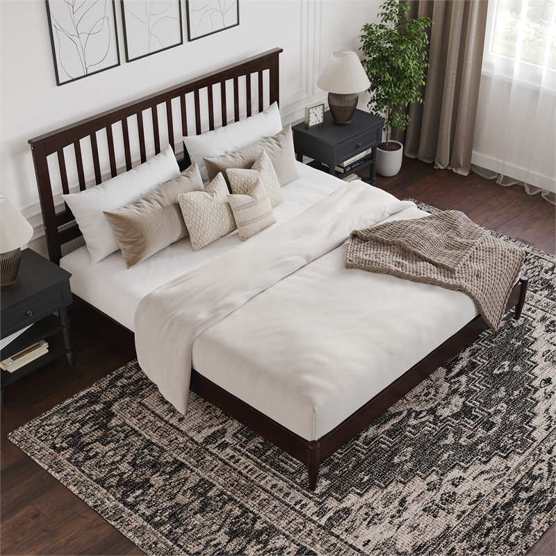 Becket King Wood Low Profile Platform Bed in Espresso