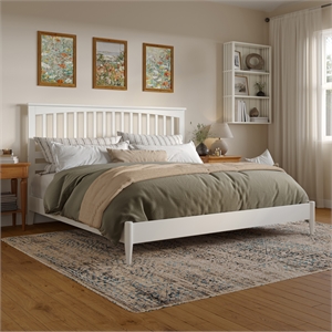 afi becket king solid wood low profile platform bed in white