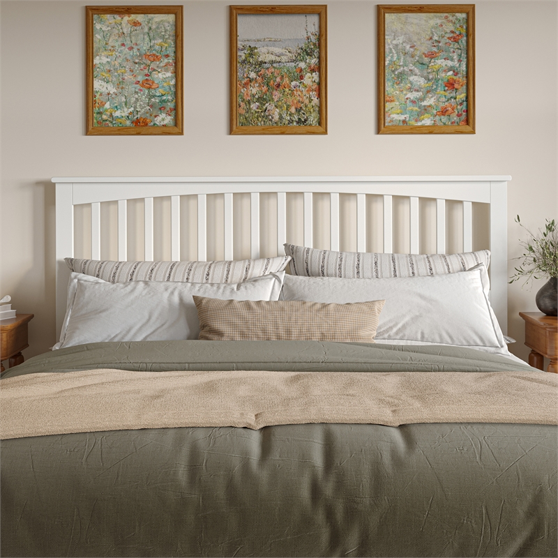 Becket King Wood Low Profile Platform Bed in White