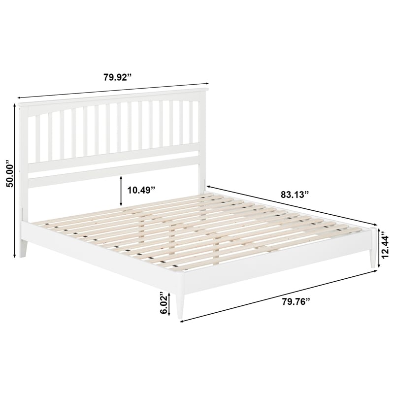 Becket King Wood Low Profile Platform Bed in White