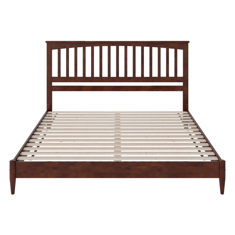 Becket King Wood Low Profile Platform Bed in Walnut