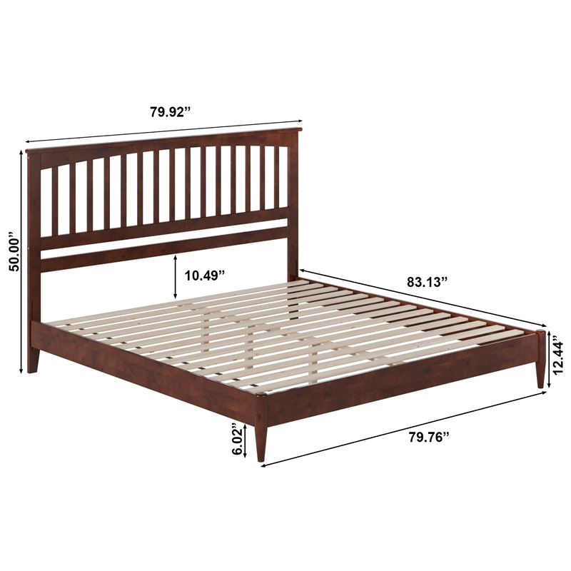Becket King Wood Low Profile Platform Bed in Walnut