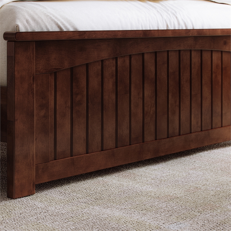 Naples Full Wood Low Profile Platform Bed with Matching Footboard in Walnut