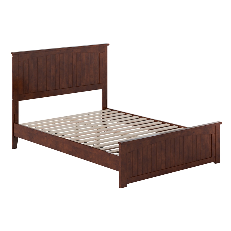 Naples Full Wood Low Profile Platform Bed with Matching Footboard in Walnut