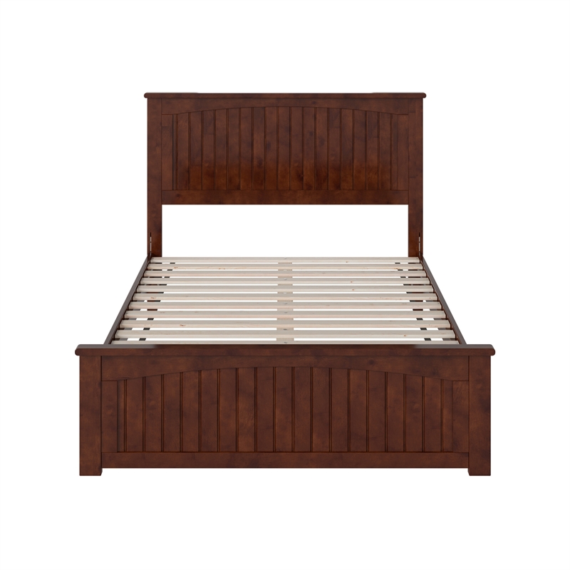 Naples Full Wood Low Profile Platform Bed with Matching Footboard in Walnut