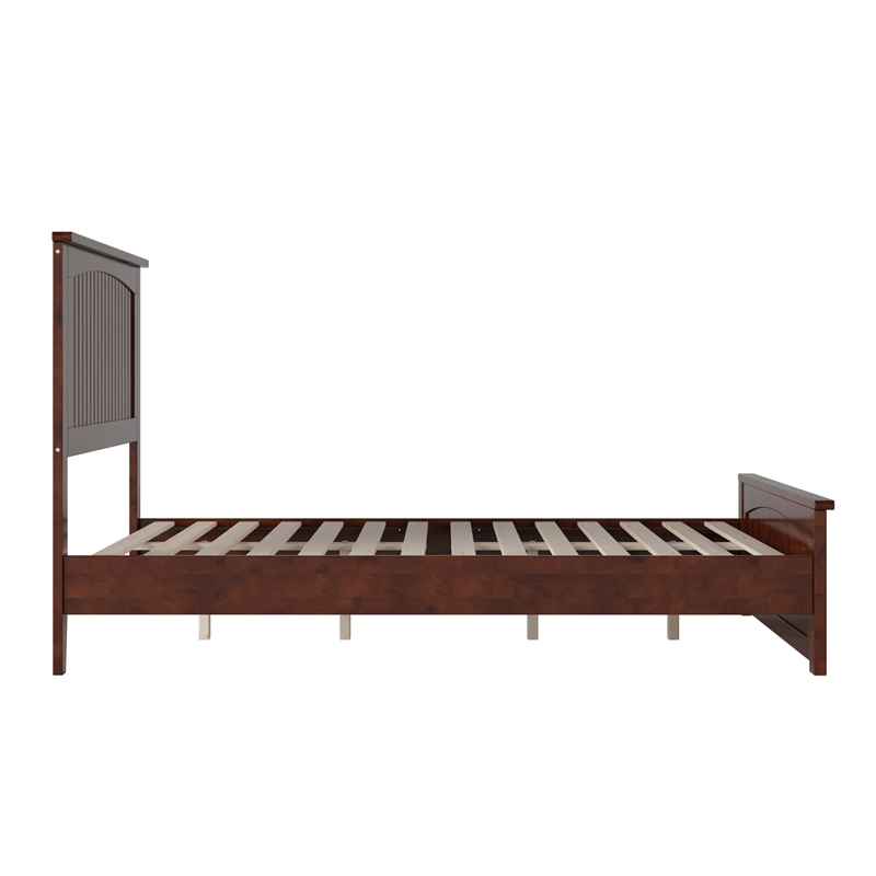Naples Full Wood Low Profile Platform Bed with Matching Footboard in Walnut