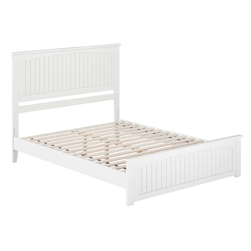 Naples Queen Wood Low Profile Platform Bed with Matching Footboard in White
