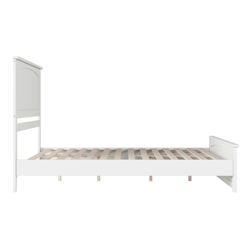 Naples Queen Wood Low Profile Platform Bed with Matching Footboard in White