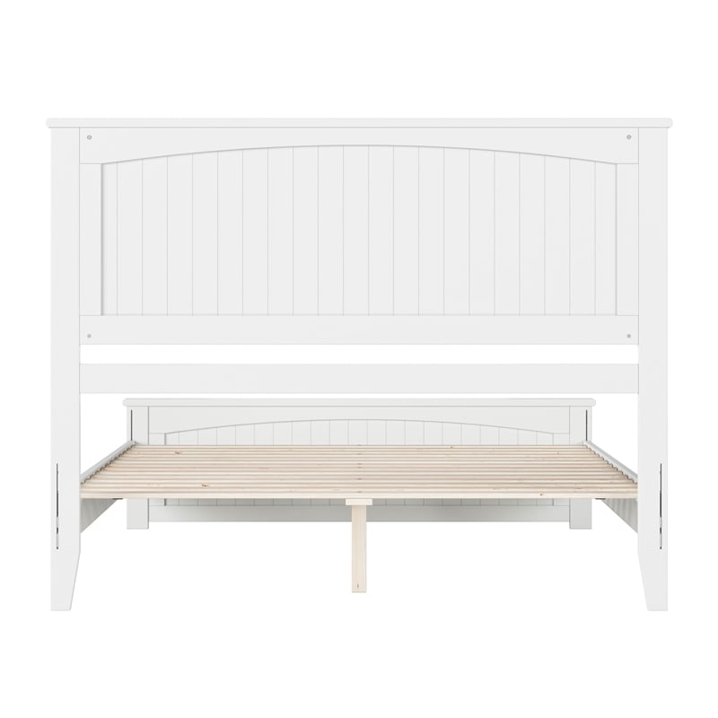 Naples Queen Wood Low Profile Platform Bed with Matching Footboard in White