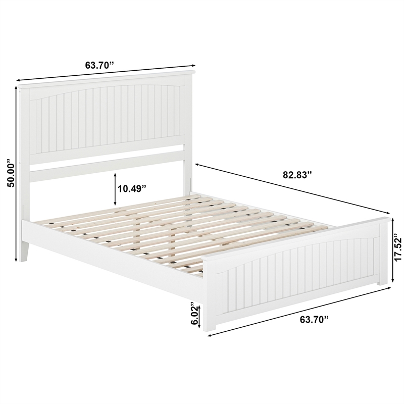 Naples Queen Wood Low Profile Platform Bed with Matching Footboard in White