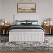 Naples Queen Wood Low Profile Platform Bed with Matching Footboard in White