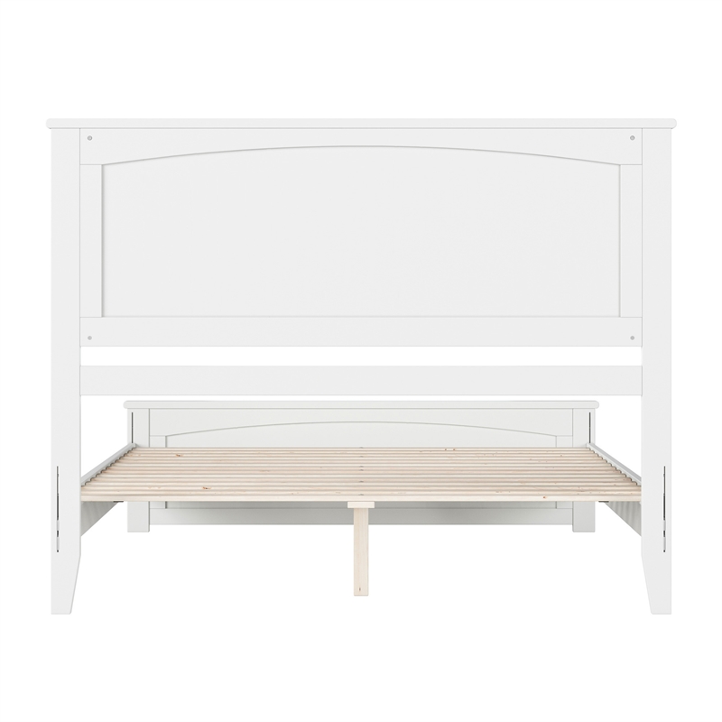 Naples Queen Wood Low Profile Platform Bed with Matching Footboard in White