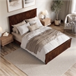 Naples Queen Wood Low Profile Platform Bed with Matching Footboard in Walnut