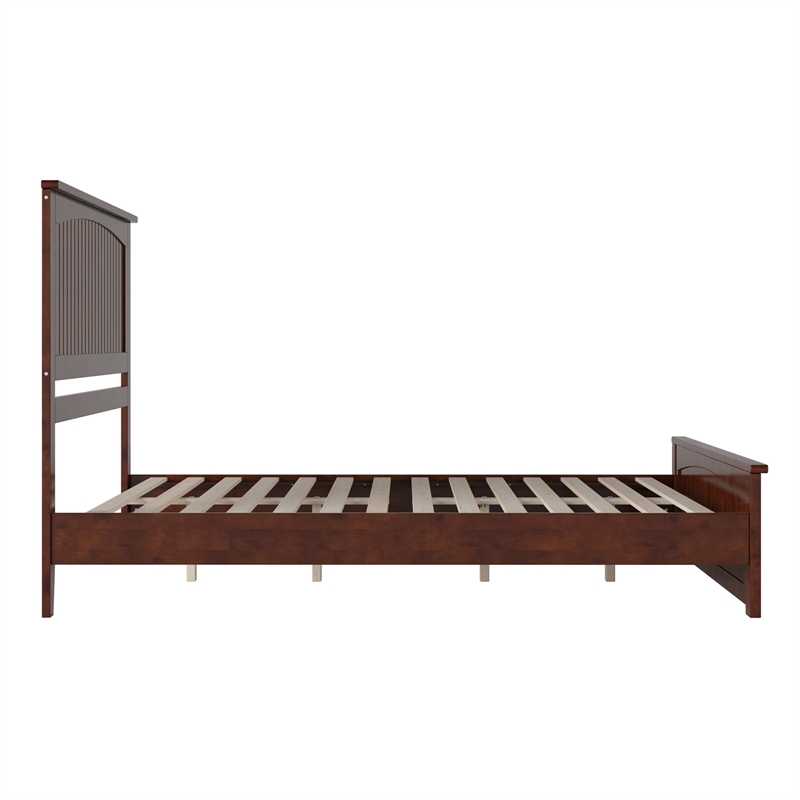 Naples Queen Wood Low Profile Platform Bed with Matching Footboard in Walnut