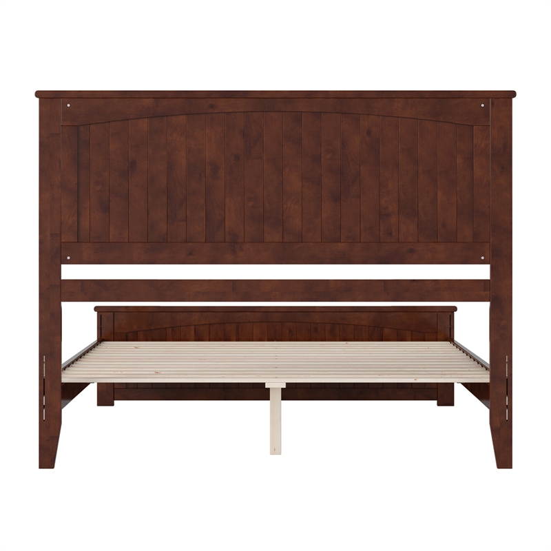 Naples Queen Wood Low Profile Platform Bed with Matching Footboard in Walnut