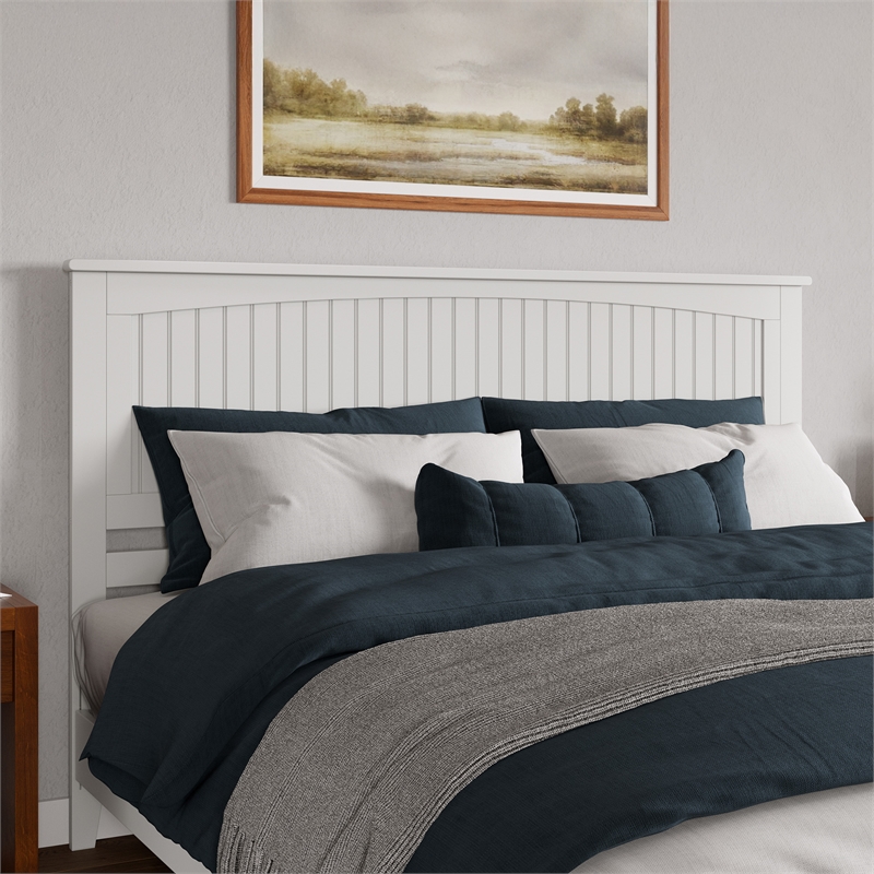 Naples King Wood Low Profile Platform Bed with Matching Footboard in White