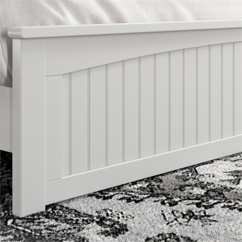 Naples King Wood Low Profile Platform Bed with Matching Footboard in White