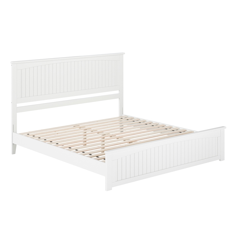 Naples King Wood Low Profile Platform Bed with Matching Footboard in White