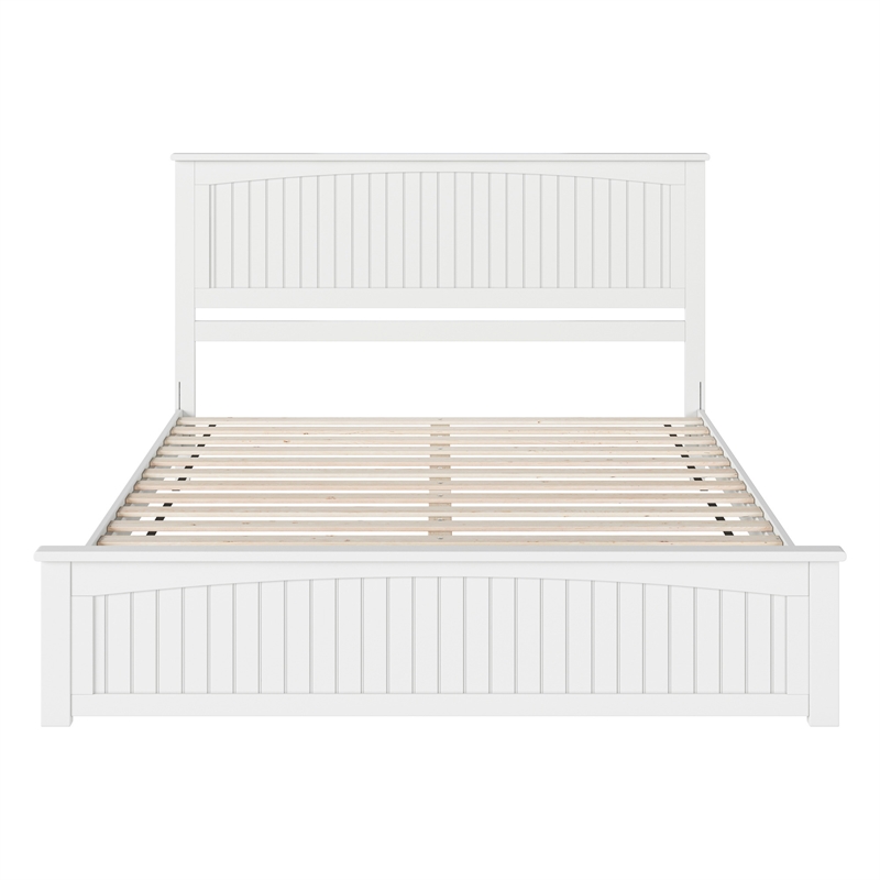 Naples King Wood Low Profile Platform Bed with Matching Footboard in White