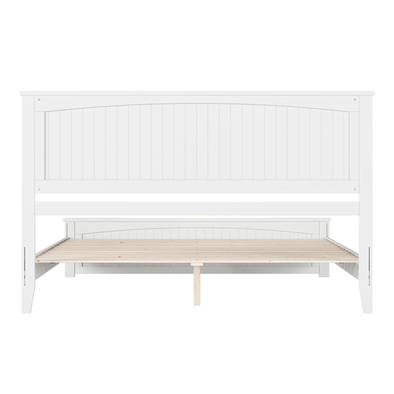 Naples King Wood Low Profile Platform Bed with Matching Footboard in White