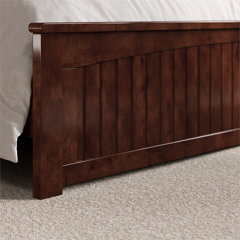 Naples King Wood Low Profile Platform Bed with Matching Footboard in Walnut