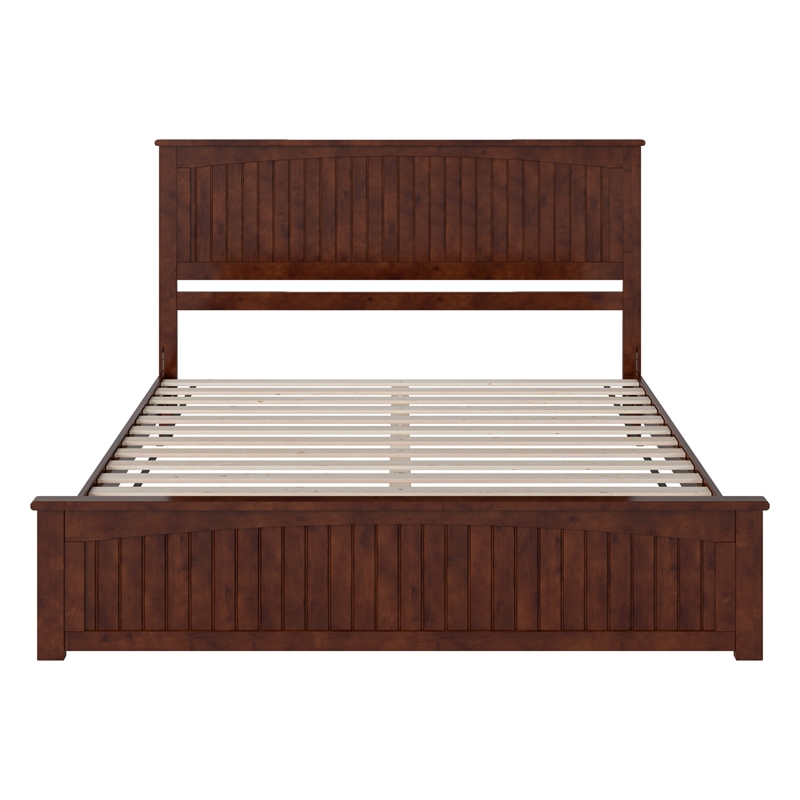 Naples King Wood Low Profile Platform Bed with Matching Footboard in Walnut