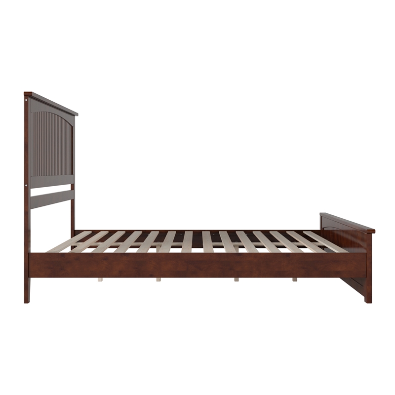 Naples King Wood Low Profile Platform Bed with Matching Footboard in Walnut