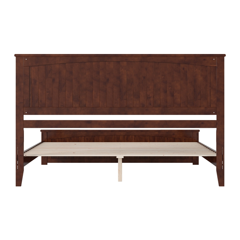 Naples King Wood Low Profile Platform Bed with Matching Footboard in Walnut